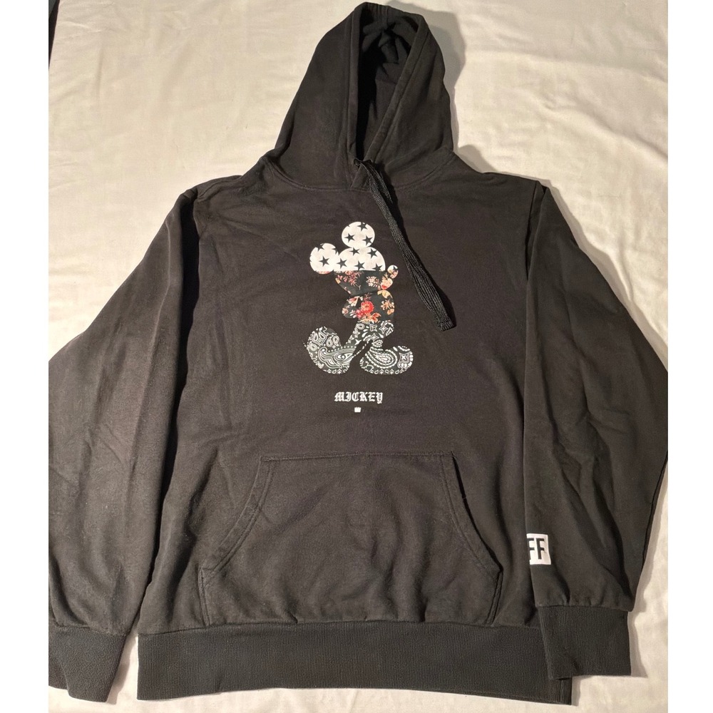Neff x Disney Mickey Mouse Hoodie Black Floral Paisley Stars Graphic RV16HS41SW